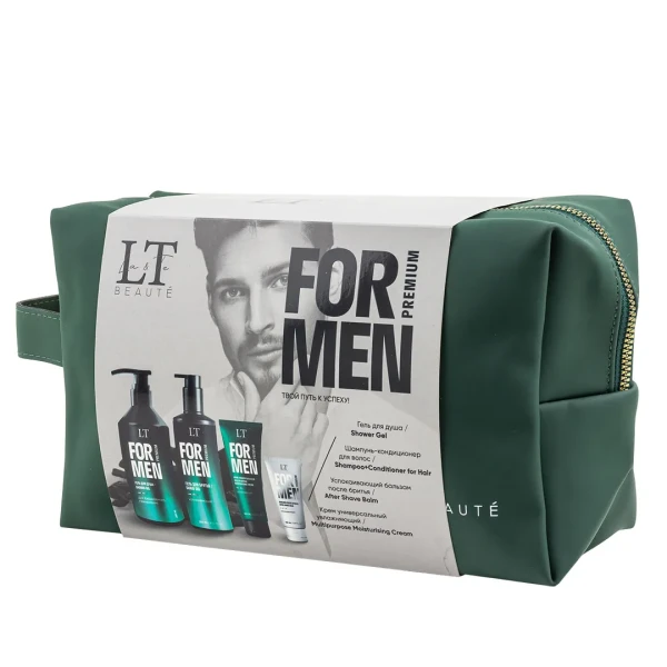 Мужской подарочный набор (гель LT-2357,шампунь LT-2340,крем LT-2388,бальзам LT-2371,bag6 (зеленая)+уп)\