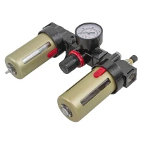 Блок подготовки воздуха с нижним расположением регулятора 1/4''(фильтр-регулятор+лубрикатор)(10Мк, 1400 л/мин, 0-10bar,раб. температура 5°-60°)