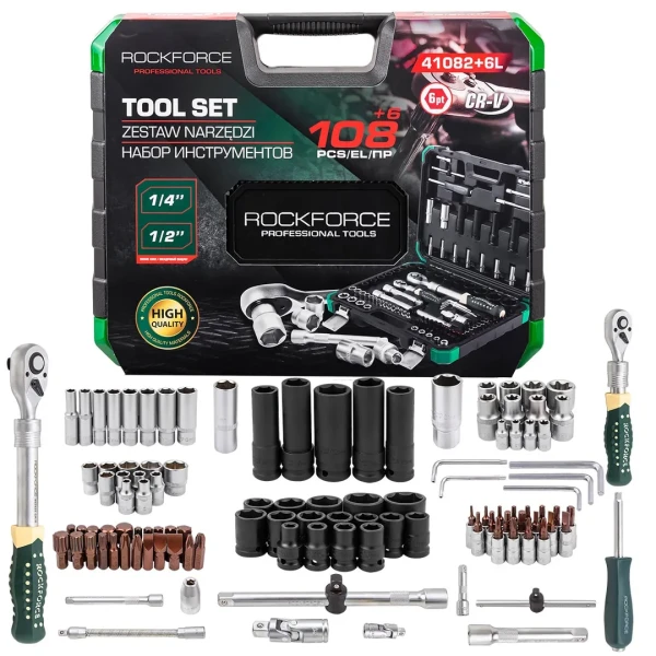 Набор инструментов 108+6пр. 1/4'', 1/2''(6гр.)