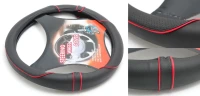 Чехол руля кожа-PU H-8495-M (black/red) (A)