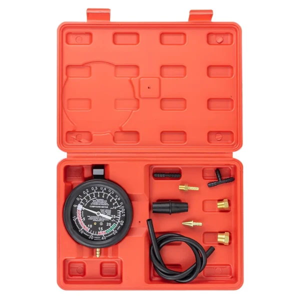 Тестер давления топлива и вакуума в наборе с резьбовыми адаптерами (8пр.) в кейсе