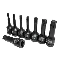 Набор головок-бит TORX ударных 8пр. 1/2''(T30, Т40, Т45, Т50, Т55, Т60, Т70, 80), в кейсе
