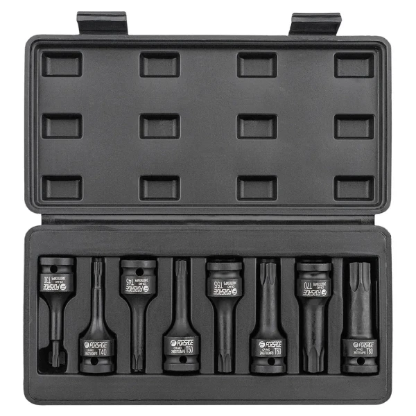 Набор головок-бит TORX ударных 8пр. 1/2''(T30, Т40, Т45, Т50, Т55, Т60, Т70, 80), в кейсе
