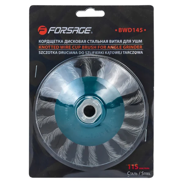 Кордщетка дисковая ''получаша''стальная витая для УШМ 115мм, в блистере