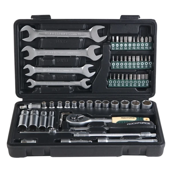 Набор инструментов 62пр.1/4''(6гр)(4-14мм, головки глуб.:8,10,12,13мм,ключи:8-15мм)