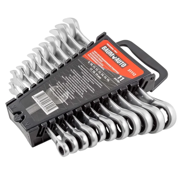 Ключи комбинированные трещоточные (8,10-19мм), набор 11пр.