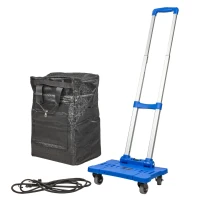 Тележка платформенная складная с сумкой и телескопич. ручкой+набор эластичных шнуров(в разложенном виде:41х23х97см,в сложенном:39х33х14см,г/п50кг)