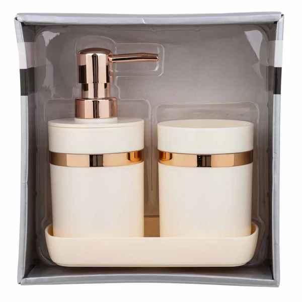 Набор для ванной комнаты 3пр. (дозатор для мыла, подставка для зубных щеток, лоток для аксессуаров)