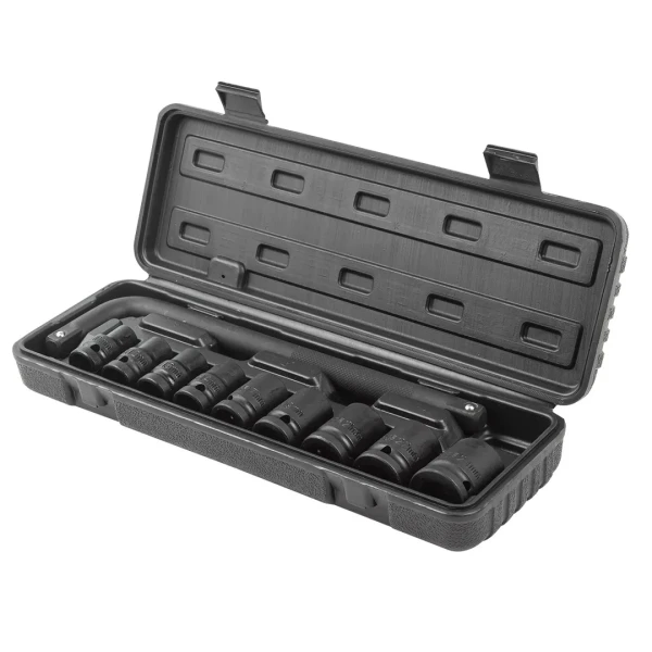 Набор инструментов ударных 1/2'', 10пр.(10,12,13,14,17,19,21,22,24мм + вороток Г-образный), в кейсе