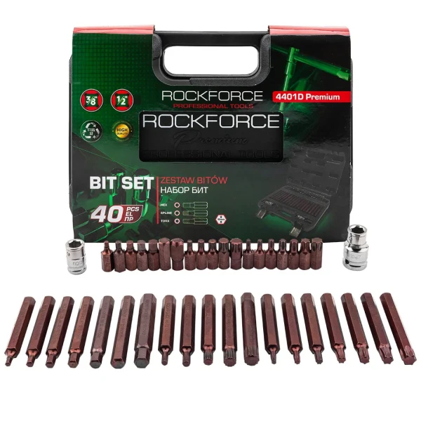 Набор бит с битодержателями ''Premium'', 40пр. (10мм)(75/30мм: T20-T55,H4-H12,M5-M12) в пластиковом кейсе