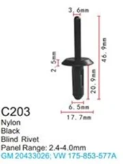 Клипса для крепления внутренней обшивки а/м GM пластиковая (100шт/уп.)