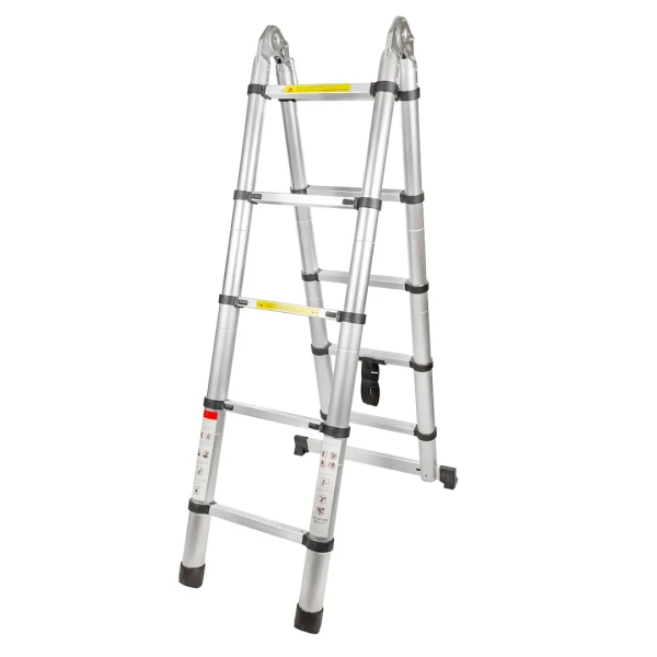 Лестница-стремянка телескопическая алюминиевая многофункциональная (1.6+1.6м, 5+5ступенек, max нагрузка 150кг, вес 12кг)