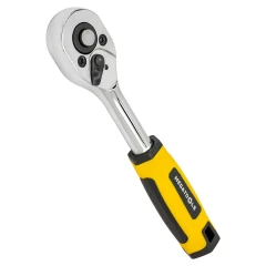 Трещотка реверсивная с двухкомпонентной резиновой рукояткой 1/4'' (длина 150мм, 24зуб, оцинков. покрытие)