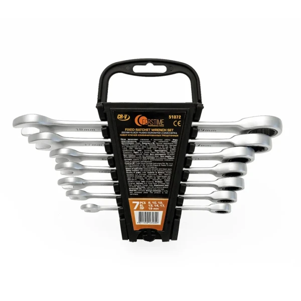 Набор ключей комбинированных трещоточных 7пр (8,10,12,13,14,17,19мм)