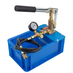 Насос ручной опрессовочный для тестирования водопроводных систем с манометром и шлангом 1м (ресивер 5л, max давл. 60бар, произв-сть 13мл/цикл)