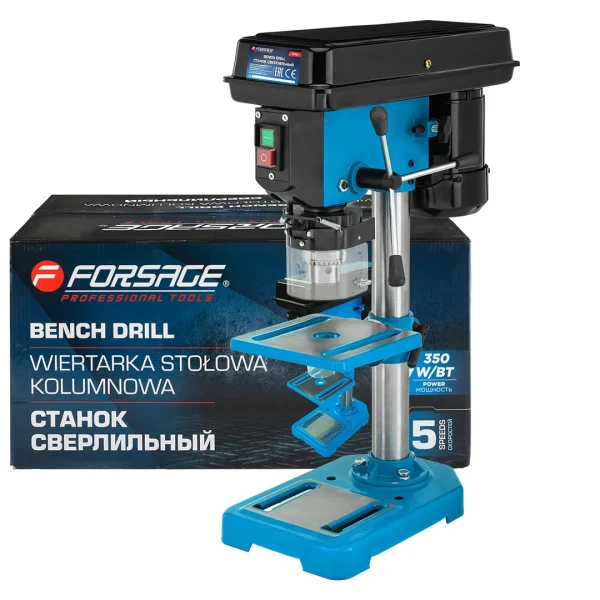 Станок сверлильный настольный(220В,50Гц,350Вт,550-2500об/мин,Øсверла 1.5-13мм,ход 50мм,стол 0-45°,164х162мм,Øстойки 46мм,общ.высота 580мм)