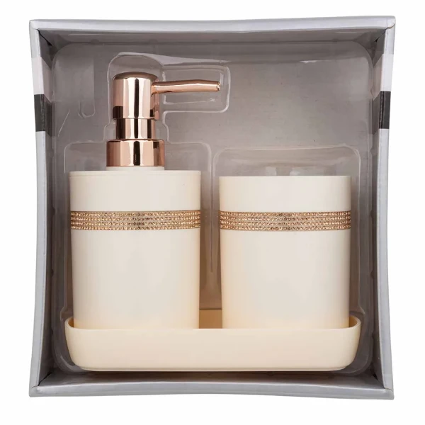 Набор для ванной комнаты 3пр. (дозатор для мыла, подставка для зубных щеток, лоток для аксессуаров)