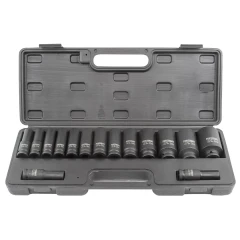 Набор головок ударных глубоких 15пр.,1/2''6гр.(10,12-17,19,21,22,24,27,30,32мм,36мм-12гр), в пластиковом кейсе
