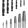 Экстракторы для извлечения заломанных болтов/гаек в комплекте со сверлами, набор 12пр.
