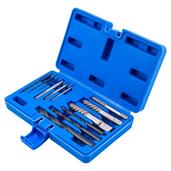 Экстракторы для извлечения заломанных болтов/гаек в комплекте со сверлами, набор 12пр.