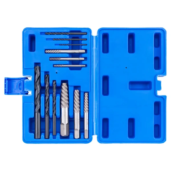 Экстракторы для извлечения заломанных болтов/гаек в комплекте со сверлами, набор 12пр.