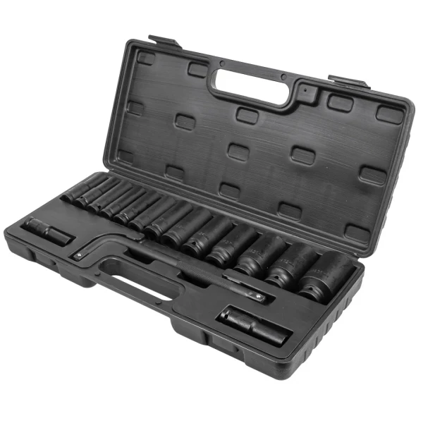 Набор головок ударных глубоких с Г-образным воротком 1/2''15+1пр.(6-гр)(10,12,13-17,19,21,22,24,27,30,32мм,36мм-12гр),в кейсе