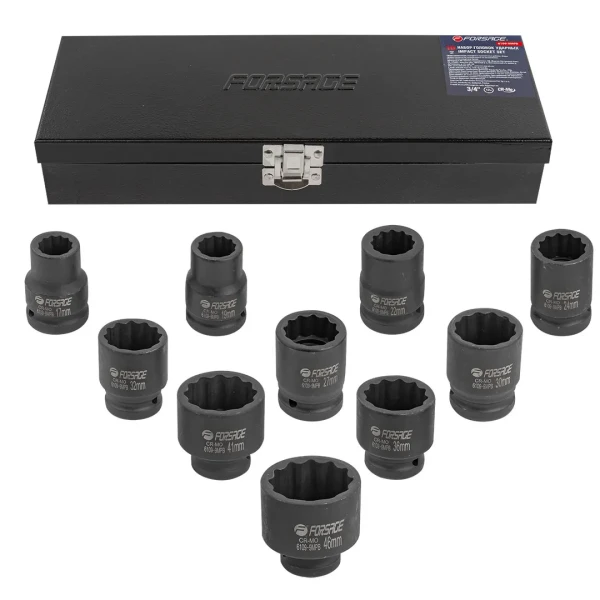 Набор головок ударных 3/4''10пр. (12гр.) (17,19,22,24,27,30,32,36,41,46мм)