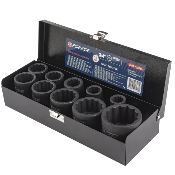 Набор головок ударных 3/4''10пр. (12гр.) (17,19,22,24,27,30,32,36,41,46мм)