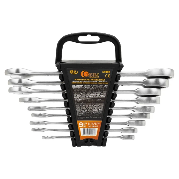 Набор ключей комбинированных трещоточных, 9пр. (8,10,12,13,14,16,17,18,19мм)