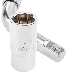 Ключ балонный Г-образный телескопический 1/2''(L min 340мм, L max 490мм) с прорезин.рукояткой в комплекте с переставной головкой 1/2''17х19мм, в чехле