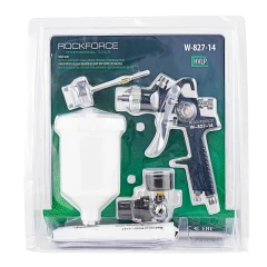 Краскораспылитель с верхним пластиковым бачком,регулятором давления и доп.-ой дюзой (600мл,1.4/1.7мм,2.0-4.0Bar,факел 180-250мм,400л/мин),в блистере