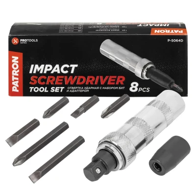 Отвертка ударная с набором бит и адаптером 8пр.