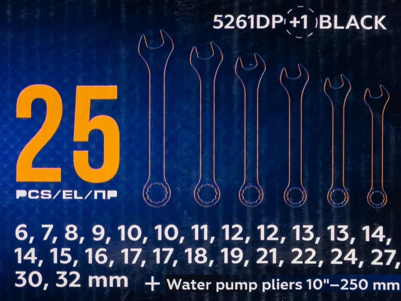 Набор ключей комбинированных и рожковых 25пр.