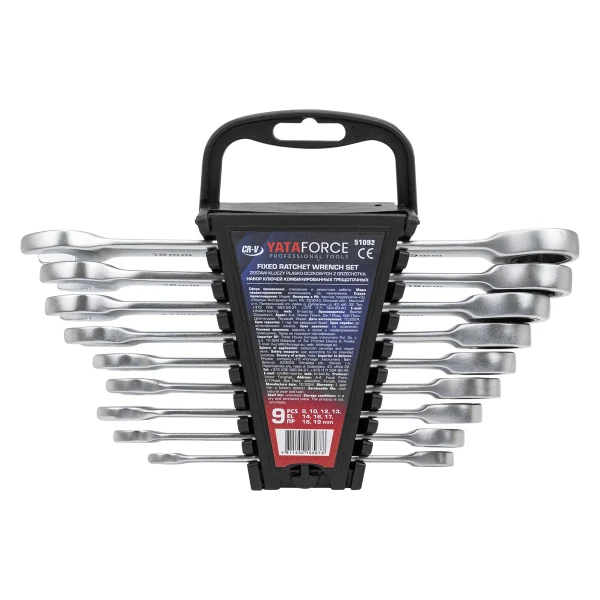 Набор ключей комбинированных трещоточных, 9пр. (8,10,12,13,14,16,17,18,19мм)