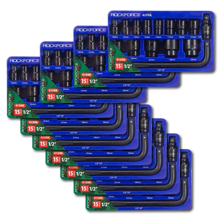 ( 10 K-T ) Набор головок ударных 15пр. 1/2''(6-гр.) (10,12, 13, 14, 15, 17, 19, 21, 22, 24, 27, 30, 32мм) в ложементе