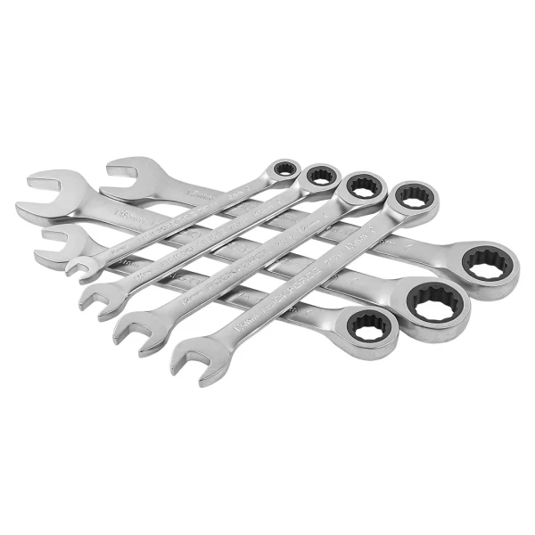 Набор ключей комбинированных трещоточных 7пр. (8,10,12-14,17,19мм) в пласт. держателе
