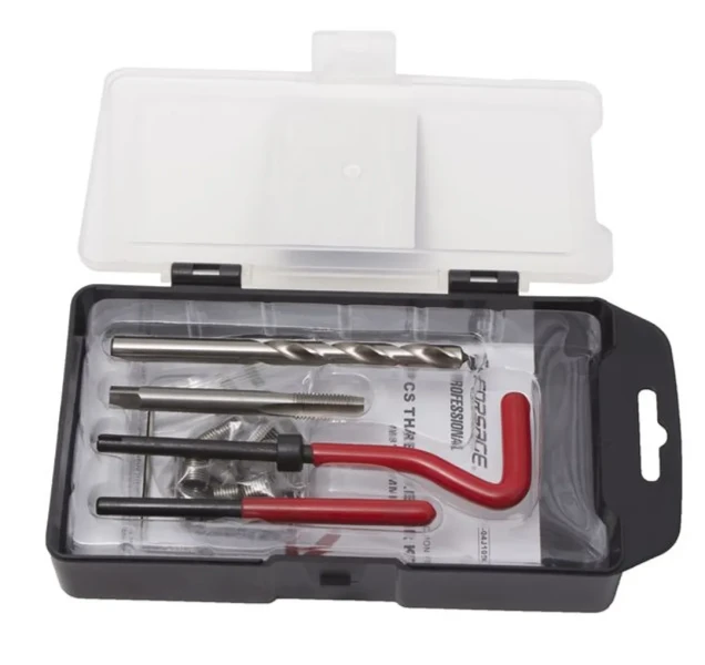 Набор приспособлений и футорок для восстановления резьбы М14*1.25, 15пр., в кейсе