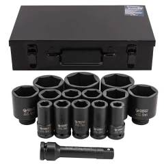 Набор головок ударных глубоких 3/4''14пр.(6гр.)(17,19,22,24,27,30,32,36,41,46,50,55,60,65мм)в метал. кейсе