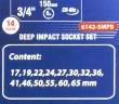 Набор головок ударных глубоких 3/4''14пр.(6гр.)(17,19,22,24,27,30,32,36,41,46,50,55,60,65мм)в метал. кейсе