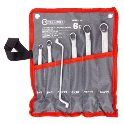 Ключи накидные, отогнутые на 75град., набор 6пр. (6х7, 8х9, 10х11, 12х13, 14х15, 16х17мм)