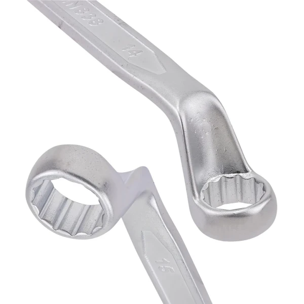 Ключи накидные, отогнутые на 75град., набор 6пр. (6х7, 8х9, 10х11, 12х13, 14х15, 16х17мм)