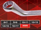 Ключи накидные, отогнутые на 75град., набор 6пр. (6х7, 8х9, 10х11, 12х13, 14х15, 16х17мм)