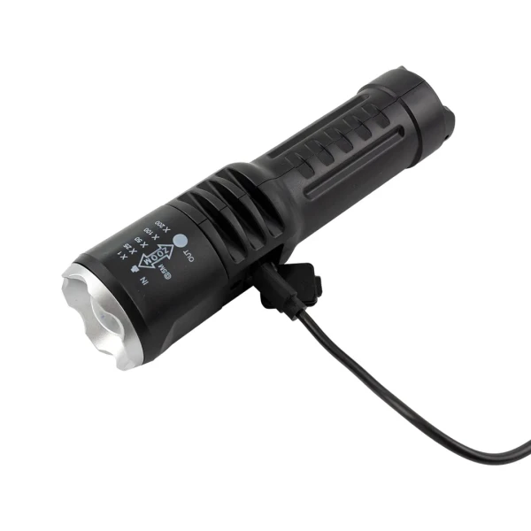 Фонарь ручной аккумуляторный с регулировкой фокуса луча (4 режима работы, аккум. 400мАч, свет.поток 100Лм, время раб. 2-3ч, время зар. 1-2ч, IPX5)
