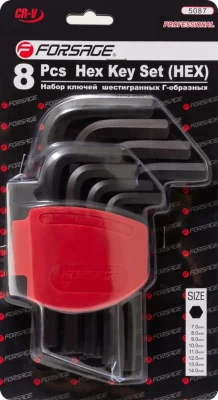 Набор ключей Г-образных 6-гранных, 8пр.(7-14мм)в пластиковом держателе