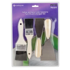 Набор малярного инструмента, 4пр.(р-р кисти: 38,50мм,р-р шпателя: 50,75мм),в блистере