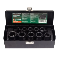 Набор головок ударных,10пр. 1/2''6гр.(10,12,13,14,15,17,19,21,22,24),в метал. кейсе