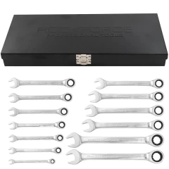 Набор ключей комбинированных трещоточных, 13пр. (8-22мм) в мет. кейсе