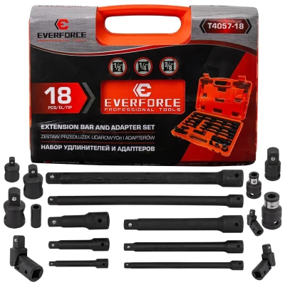 Набор удлинителей и адаптеров 18пр. 1/4''3/8''1/2''