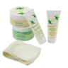 Набор Алоэ и зеленый чай(крем бальзам для рук.гель-скраб для тела.крем для тела.крем для ног,повязка на липучке,пакет 250*250)