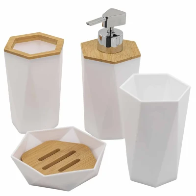 Набор для ванной комнаты 4пр. (мыльница, дозатор для мыла, подставка для зубных щеток, подставка для косметических аксессуаров)